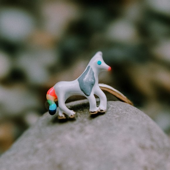 3/$25 🏷️  Sterling Silver Horse Animal Ring Adjustable Unicorn Enamel Ring Her - Picture 5 of 9